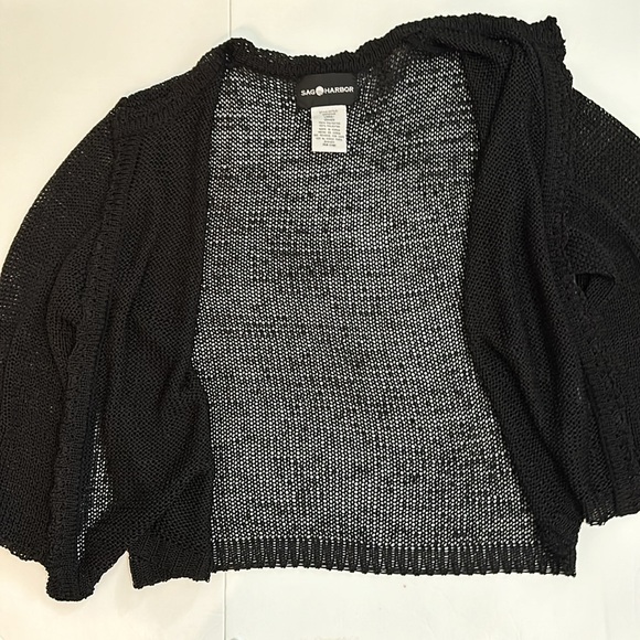 Sag Harbor Crocheted Black Cardigan Large for care and pit to pit, look below. - Picture 3 of 3